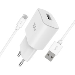 WALL CHARGER XQISIT NP USB-A 2.4A + MICRO USB CABLE WHITE