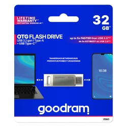 PENDRIVE GOODRAM ODA3 32GB USB-C USB 3.2 SILVER ODA3-0320S0R11