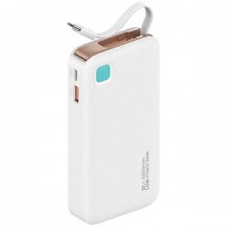 POWER BANK 10000MAH USAMS XY SERIES WITH RETRACTABLE USB-C PD CABLE 20W FAST CHARGE WHITE POWER BANK 10000MAH USAMS XY SERIES WITH RETRACTABLE USB-C PD CABLE 20W FAST CHARGE WHITE