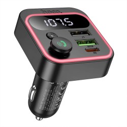 FM TRANSMITER CAR CHARGER 20W HOCO E85 BLACK