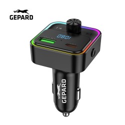 FM TRANSMITER CAR CHARGER GEPARD PD30W QC3.0 BLACK