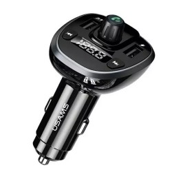 FM TRANSMITER CAR CHARGER USAMS C21 CC115GC01 US-CC115 BLACK