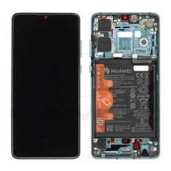 LCD Display HUAWEI P30 NEW VERSION WITH FRAME AND BATTERY AURORA BLUE 02354HNJ 02354HRH 02352NLN 02354KUM ORIGINAL SERVICE PACK