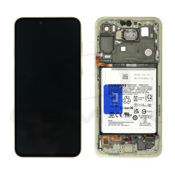 LCD Display SAMSUNG A556 GALAXY A55 5G WITH FRAME AND BATTERY GH82-34307D YELLOW ORIGINAL SERVICE PACK