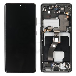 LCD Display SAMSUNG G998 GALAXY S21 ULTRA BLACK WITH FRAME NO CAMERA GH82-26039A GH82-26035A GH82-26036A GH82-26040A ORIGINAL SERVICE PACK