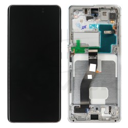LCD Display SAMSUNG G998 GALAXY S21 ULTRA SILVER WITH FRAME NO CAMERA GH82-26035B GH82-26036B GH82-26039B ORIGINAL SERVICE PACK