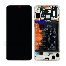 LCD Display HUAWEI P30 LITE NEW EDITION MAR-L21BX WITH FRAME AND BATTERY PEARL WHITE 02353FQB ORIGINAL SERVICE PACK