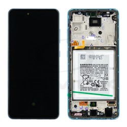 LCD Display SAMSUNG A525 A526 GALAXY A52 BLUE WITH FRAME AND BATTERY GH82-25229B GH82-25230B ORIGINAL SERVICE PACK