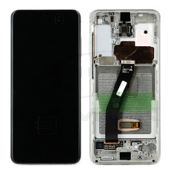LCD Display SAMSUNG G980 GALAXY S20 WHITE WITH FRAME WITHOUT CAMERA GH82-31433B ORIGINAL SERVICE PACK