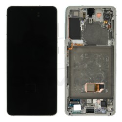 LCD Display SAMSUNG G991 GALAXY S21 WITH FRAME WHITE PULLED GRADE B