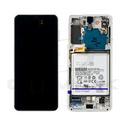 LCD Display SAMSUNG G991 GALAXY S21 PHANTOM WHITE WITH FRAME AND BATTERY GH82-24716C GH82-24718C ORIGINAL SERVICE PACK