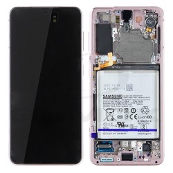 LCD Display SAMSUNG G991 GALAXY S21 PINK WITH FRAME AND BATTERY GH82-24716D GH82-24718D ORIGINAL SERVICE PACK