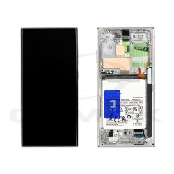 LCD DISPLAY SAMSUNG S918 GALAXY S23 ULTRA WITH FRAME AND BATTERY LIGHT SKY BLUE / LIME GH82-30467G ORIGINAL SERVICE PACK