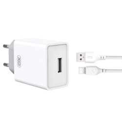 XO WALL CHARGER L93 1X USB 2.4A WHITE + USB-C CABLE