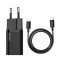 TRAVEL CHARGER BASEUS SUPER SI USB-C 25W QC PD + CABLE USB-C TO TO USB-C TZCCSUP-L01 BLACK